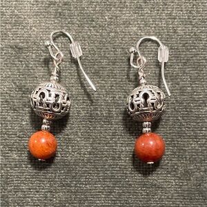 🎁 Pretty Chic Drop Dangle Earrings, genuine Carnelian natural stone. Unique gift